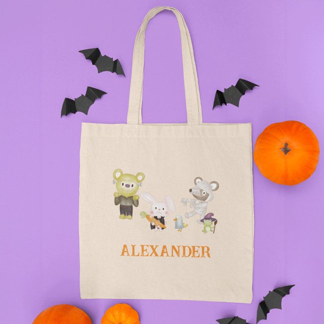Tote Bag Animaux mignons Halloween Enfants Trick ou Treat (Créateur téléchargé)