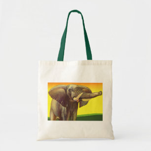 Tote Bag Animaux Sauvages Vintage, Éléphant d'Afrique au co