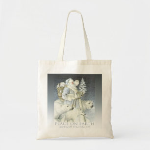 Tote Bag Animaux vintages d'hiver de forêt de Père Noël