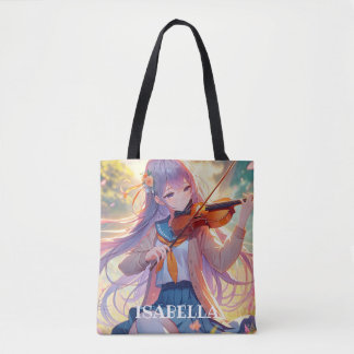 Tote Bag Anime Girl Jouer le violon Personnalisé