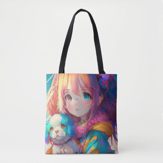 Tote Bag Anime Girl with Puppy (Devant)