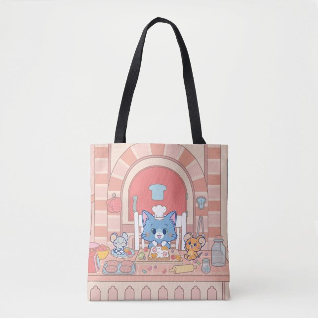 Tote Bag Anime Tom, Jerry et boulangerie Tuffy (Devant)