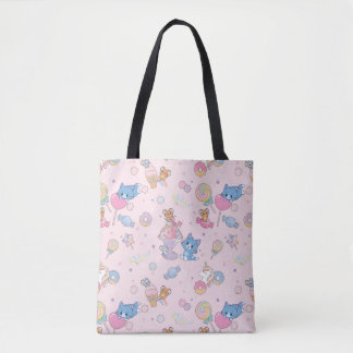 Tote Bag Anime Tom, Jerry et Tuffy Candyland Motif