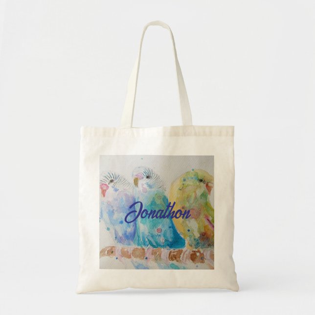 Tote Bag Anneau clé d'art de l'Australian Bird Budgie Water (Devant)
