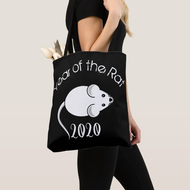 Tote Bag Année de la souris Rat 2020 avec texte (De près)