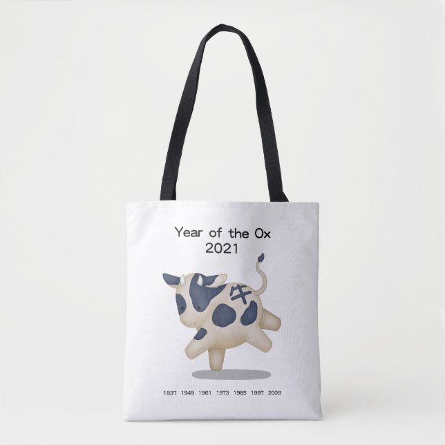 Tote Bag Année de l'animal zodiaque Ox Cute 2021 (Devant)