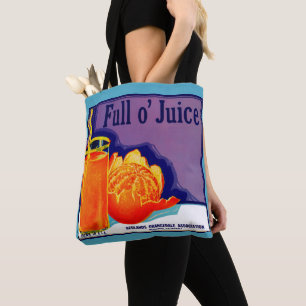 Tote Bag Années 1930 Plein o’ Juice orange crate étiquette 