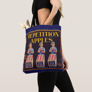 Tote Bag Années 1930 Répétition Pommes crate impression éti