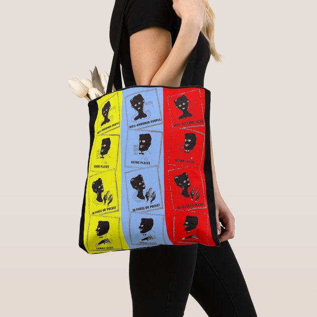 Tote Bag Années 1950 trois as pour peignes et impression Ac (De près)