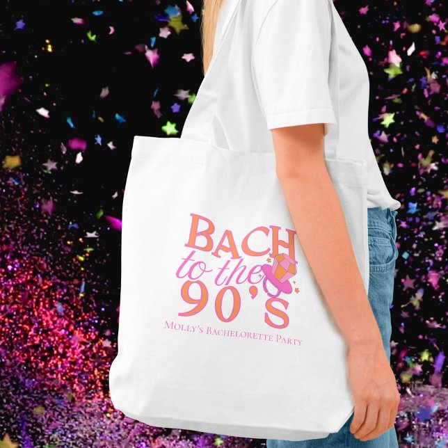 Tote Bag Années 90 Enterrement de Vie de Jeune Fille Rétro (Bach to the 90s tote bag with modern serif font – perfect for bridal celebrations!)