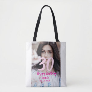 Tote Bag anniversaire 30 ans ajouter nom date année photo b