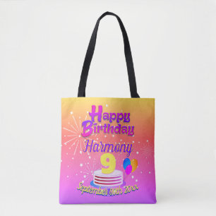 Tote Bag Anniversaire 9 ans Rose