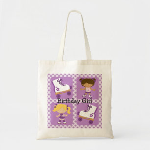 Tote Bag Anniversaire carré de Rollerskating du pourpre