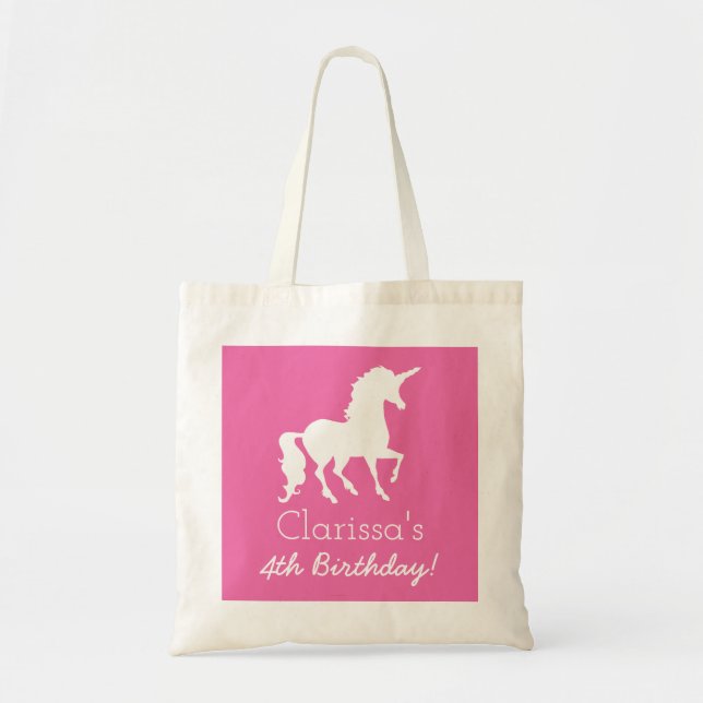 Tote Bag Anniversaire de filles personnalisé par licorne (Devant)