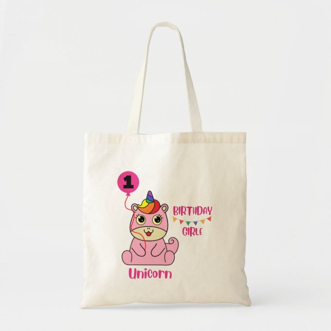 Tote Bag anniversaire de la fille de licorne (Devant)
