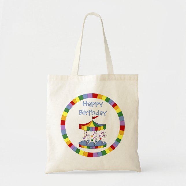 Tote Bag Anniversaire du carousel de l'Unicorne arc-en-ciel (Devant)