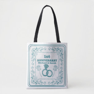 Tote Bag Anniversaire Floral mariage année personnalisable