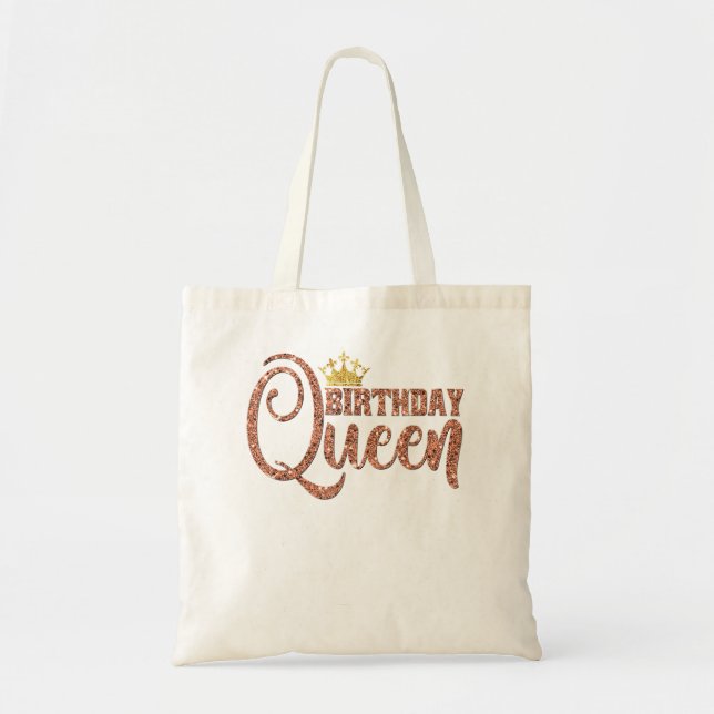 Tote Bag Anniversaire Reine Couronne Cadeau fille Rose femm (Devant)