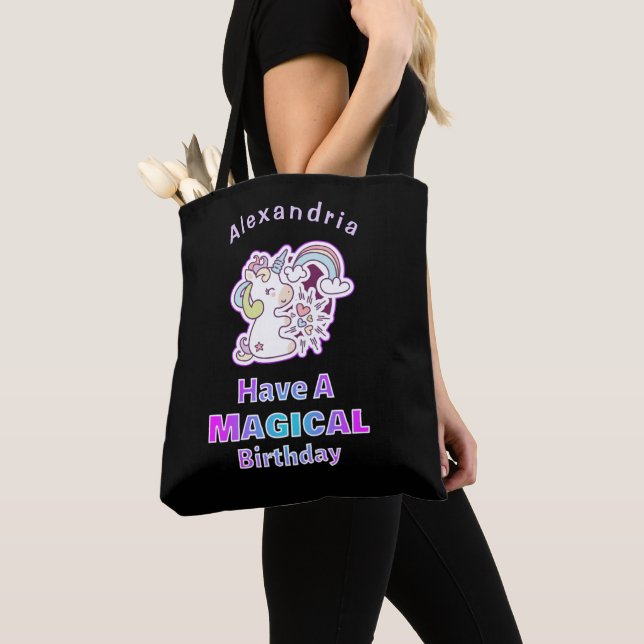 Tote Bag Anniversaire Unicorn Magique mignonne (De près)