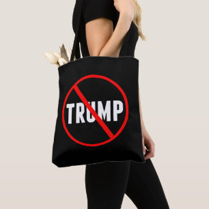 Tote Bag Anti Trump Bold Red Strithrough Black