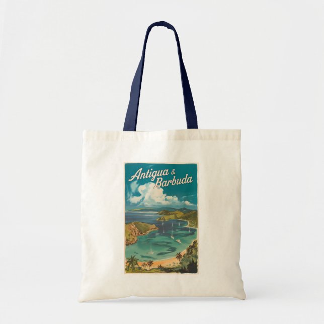 Tote Bag Antigua-et-Barbuda Art de voyage peint Vintage (Devant)