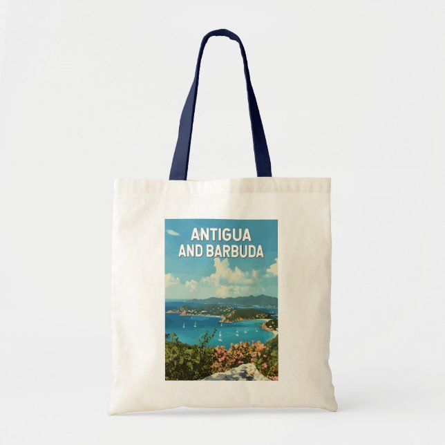 Tote Bag Antigua-et-Barbuda Illustration Voyage Art Retro (Devant)