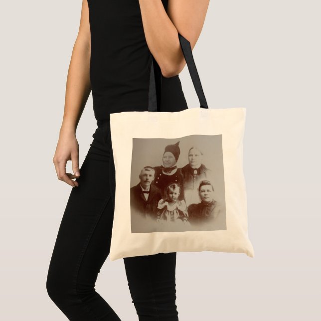 Tote Bag Antique Famille Collage Photo B&W Image (Devant (produit))