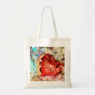 Tote Bag Antique Vintage Valentine Heart in Red Be Mine