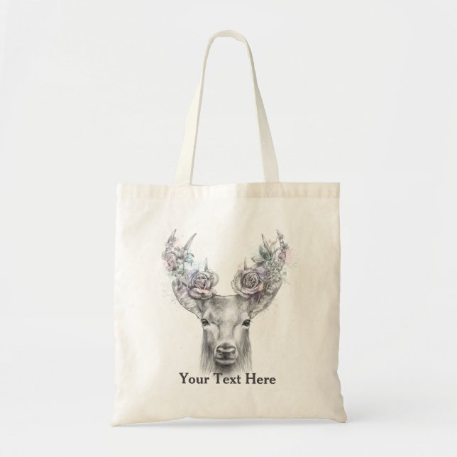 Tote Bag Antlers floraux de cerfs (Devant)