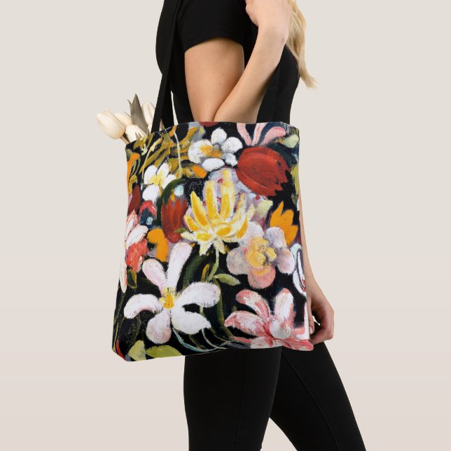 Tote Bag Août Macke peinture, Tapis de fleurs, (De près)