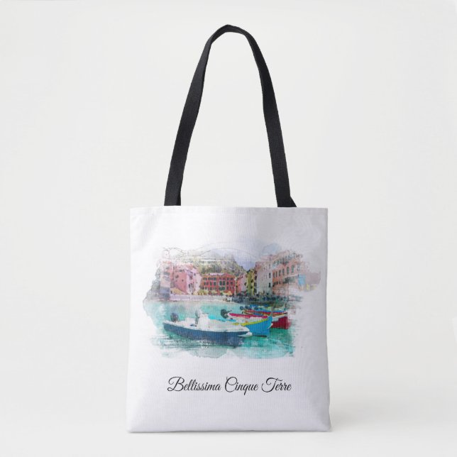 Tote Bag ** AP12 Italie Langue italienne d'art Cinque Terra (Devant)