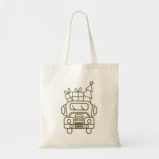 Tote Bag Aperçu camion de Noël Père Noël voiture vue avant (Devant)