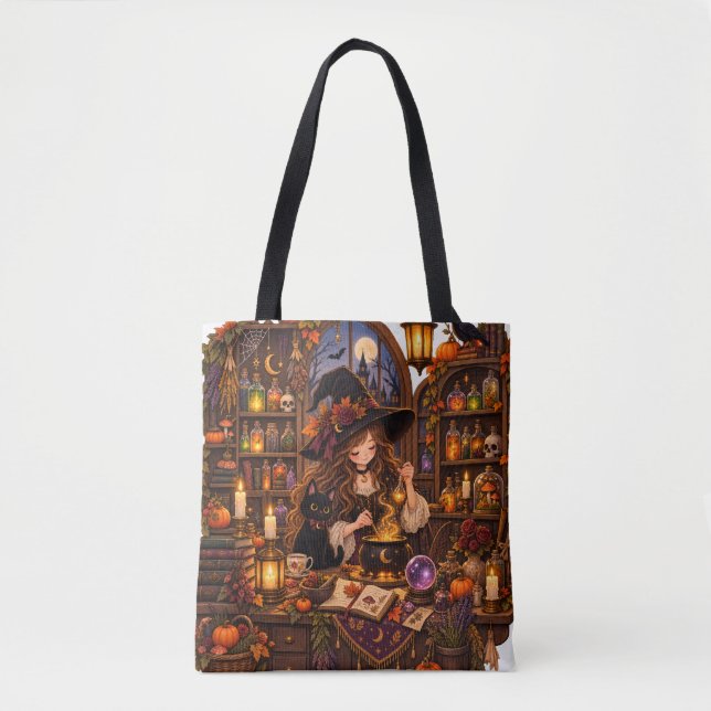 Tote Bag Apothicaire de sorcière cosy pour Halloween (Devant)
