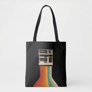 Tote Bag Appareil photo rétro avec impression arc-en-ciel