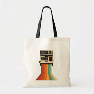 Tote Bag Appareil photo rétro avec impression arc-en-ciel