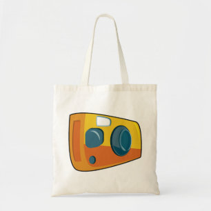 Tote Bag Appareil photo rétro jaune à objectif fixe et décl