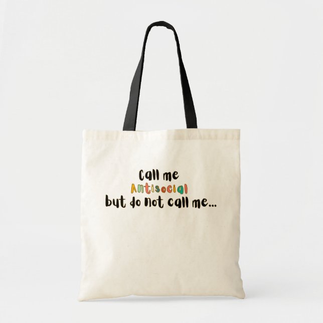 Tote Bag Appelez-Moi Introverti Amusant Antisocial Design S (Devant)