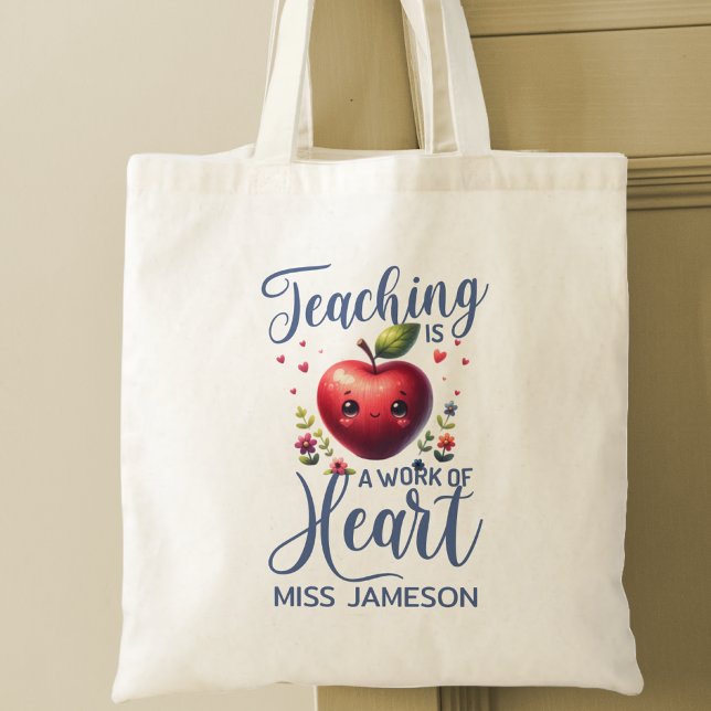 Tote Bag Apple Heart Teachers Appréciation Cadeau (Créateur téléchargé)