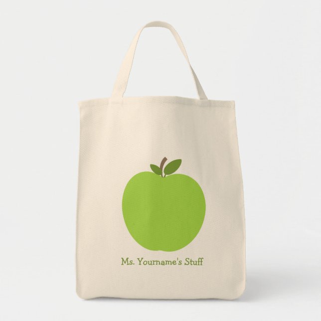 Tote Bag Apple vert a personnalisé le professeur (Devant)