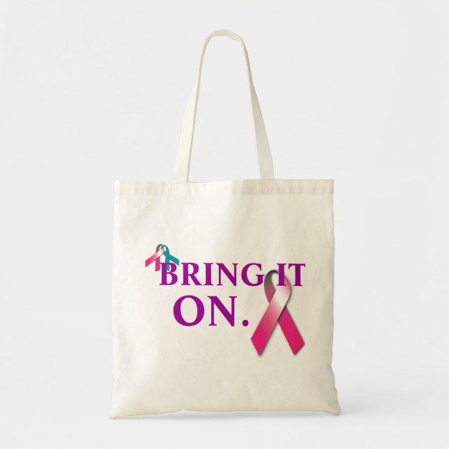Tote Bag Apportez-le sur fourre-tout - ruban rose (Devant)