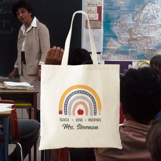 Tote Bag Appréciation de l'enseignant Arc-en-ciel (Créateur téléchargé)