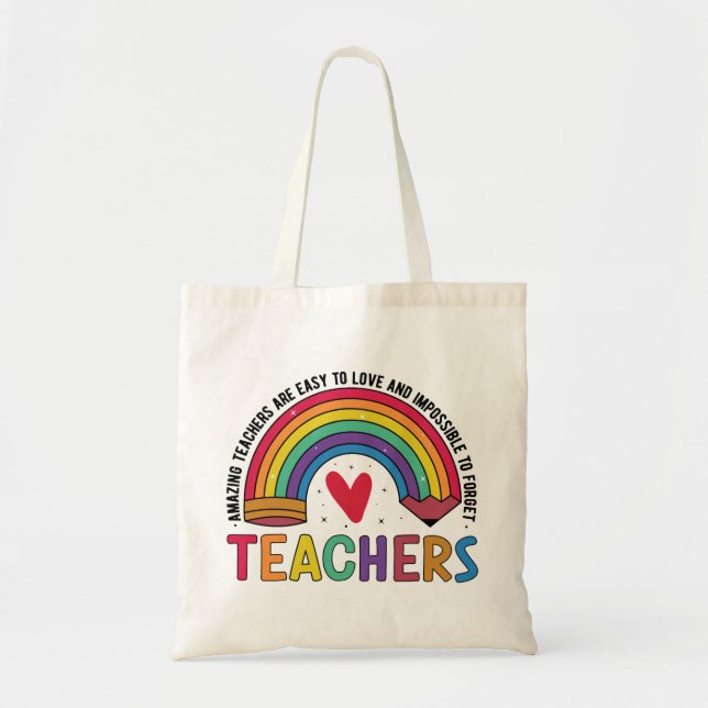 Tote Bag Appréciation de l'enseignant Citation arc-en-ciel (Devant)