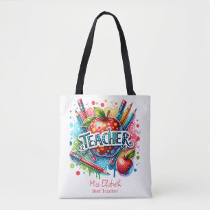 Tote Bag Appréciation de l'enseignant en crayon coloré pers