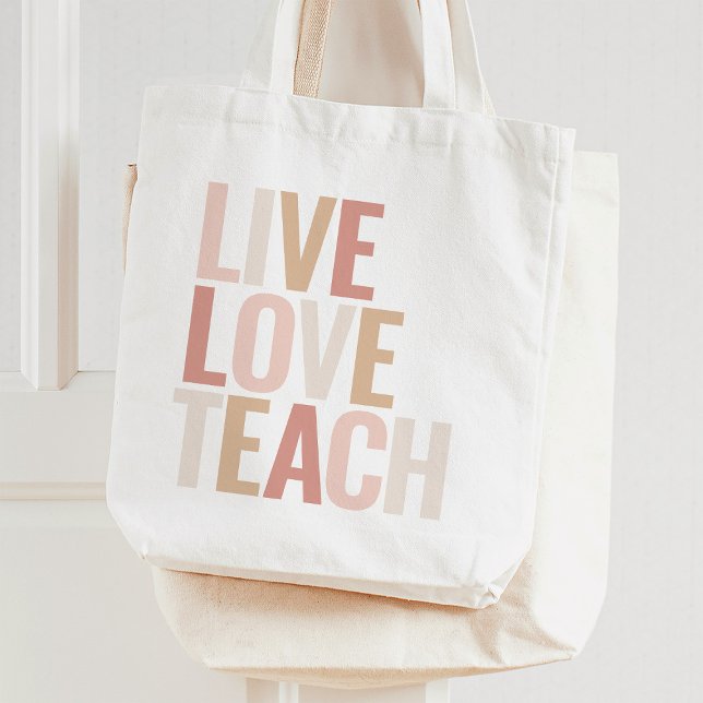 Tote Bag Appréciation de l'enseignant en or rose Live Love (Créateur téléchargé)