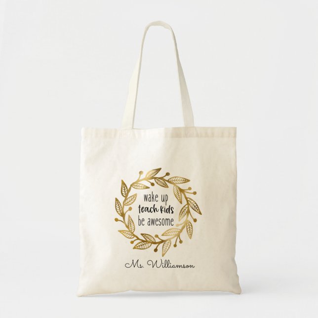 Tote Bag Appréciation de l'enseignant Gold Enseignant perso (Devant)