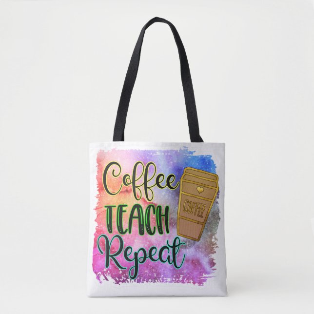 Tote Bag Apprentissage Café Répéter Retour À L'École Enseig (Devant)