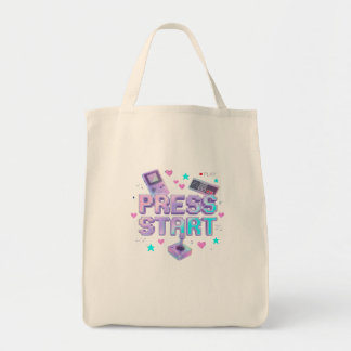 Tote Bag Appuyez sur Start Y2K Rétro Gaming Arcade Chrome 9