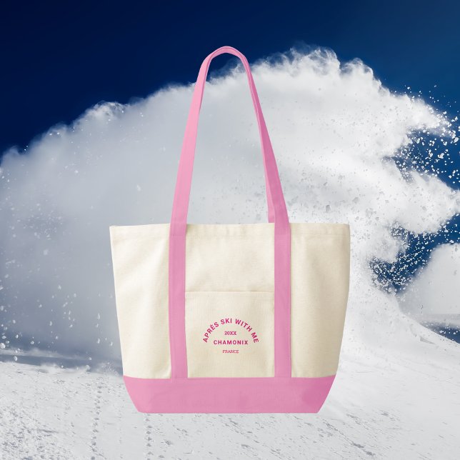 Tote Bag Après Ski Avec Moi Hot Pink Ski Crest (Créateur téléchargé)