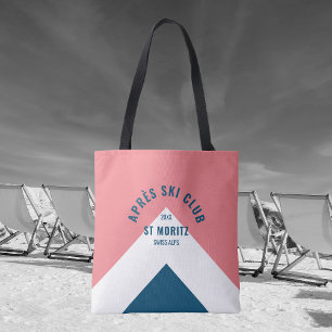 Tote Bag Après Ski Club Marine Rose Style Rétro hiver