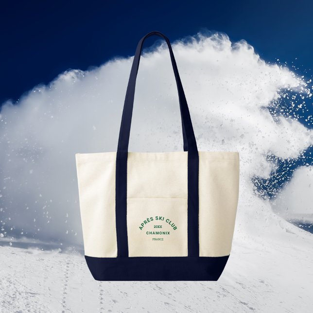 Tote Bag Après ski Club Winter Green Ski Resort Crest Navy (Créateur téléchargé)